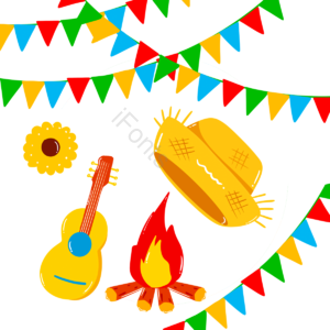 吉他 festa junina 巴西 草帽帽子 灯笼 动画片 手绘竽