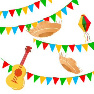 吉他 手绘竽 狂欢 横额 黄色 红色 festa junina