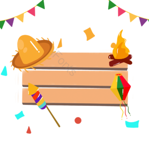 festa junina 巴西 草帽帽子 卡通 手绘 狂欢 横额