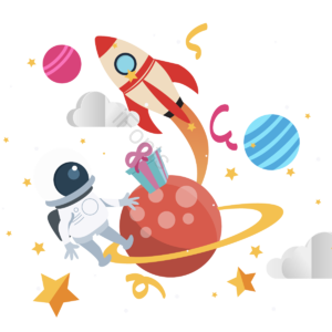 神秘 宇宙 卡通 宇航员 男孩 生日 快乐 飞行器