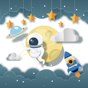 宇宙 星球 火箭 太空人宇航员 男孩 寿辰 愉快的 立体