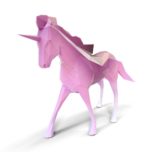独角兽 低多边形 3d 立体 抽象 渐变 紫色 白色
