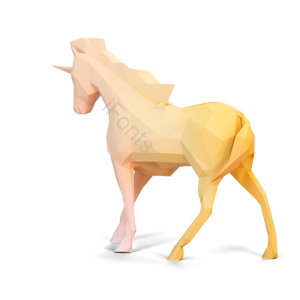 独角兽 低多边形 3d 立体 抽象 黄色 渐变 清新