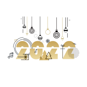 新年快乐 渐变 2022 卡通 线条 点缀图案 吊球 音乐