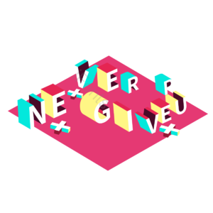 红色 never give up 25d 等距 短语 卡通