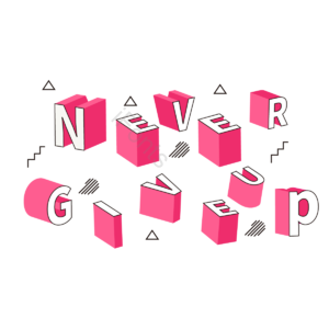 线条 never give up 25d 等距 短语 卡通