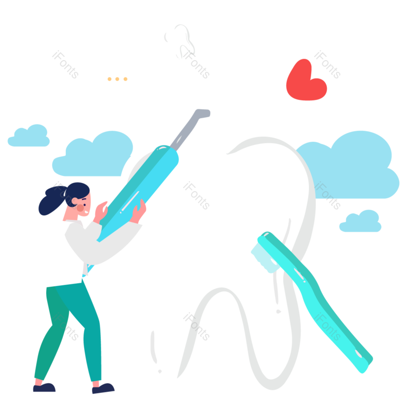 卡通图片,牙齿元素,白色PNG,云朵免抠素材