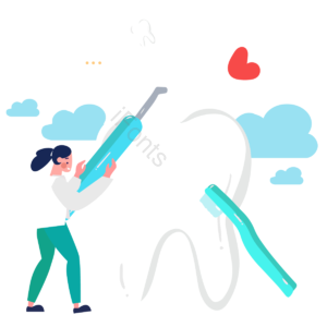 dental 牙齿 健康 手绘 卡通 器械 粉色 白色