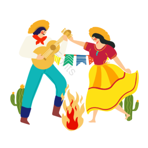 跳舞 巴西 festa junina 舞 草帽帽子 动画片 手绘竽