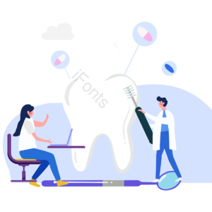 卡通 器械 粉色 白色 医生 治疗 dental 牙齿
