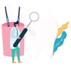 植物 dental 牙齿 健康 手绘 卡通 器械 粉色