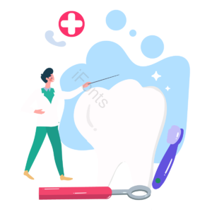 放大镜 dental 牙齿 健康 手绘 卡通 器械 粉色