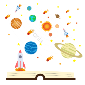 卡通 太阳系 书本 教育 插画 元素 恒星 行星