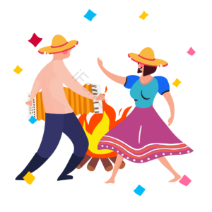 篝火 巴西 festa junina 舞 草帽帽子 跳舞 动画片