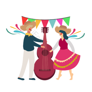 吉他 巴西 festa junina 舞 草帽帽子 跳舞 动画片
