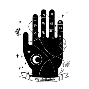 创意 手绘 手相 十二星座 星象 算命 月亮 手