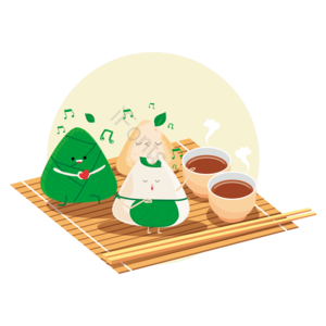 端午节 粽子 粽叶 节日 绿色 卡通 可爱 食物