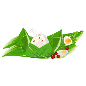 端午节 粽子 卡通 手绘 绿色 美食 鸡蛋 节日