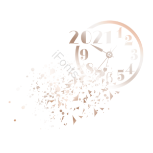 2021 钟表 创意 新年 金色 金属 碎片 破碎