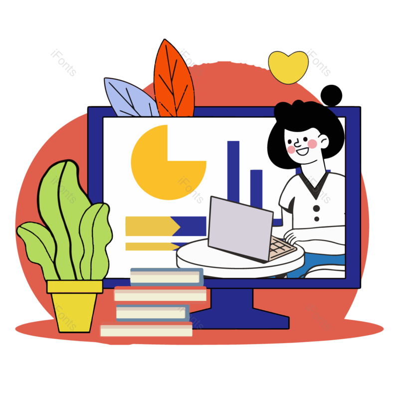 图表图片,卡通元素,学习PNG,电脑免抠素材