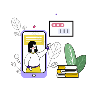 植物 电脑 上课 远程 在家 学习 读书 卡通