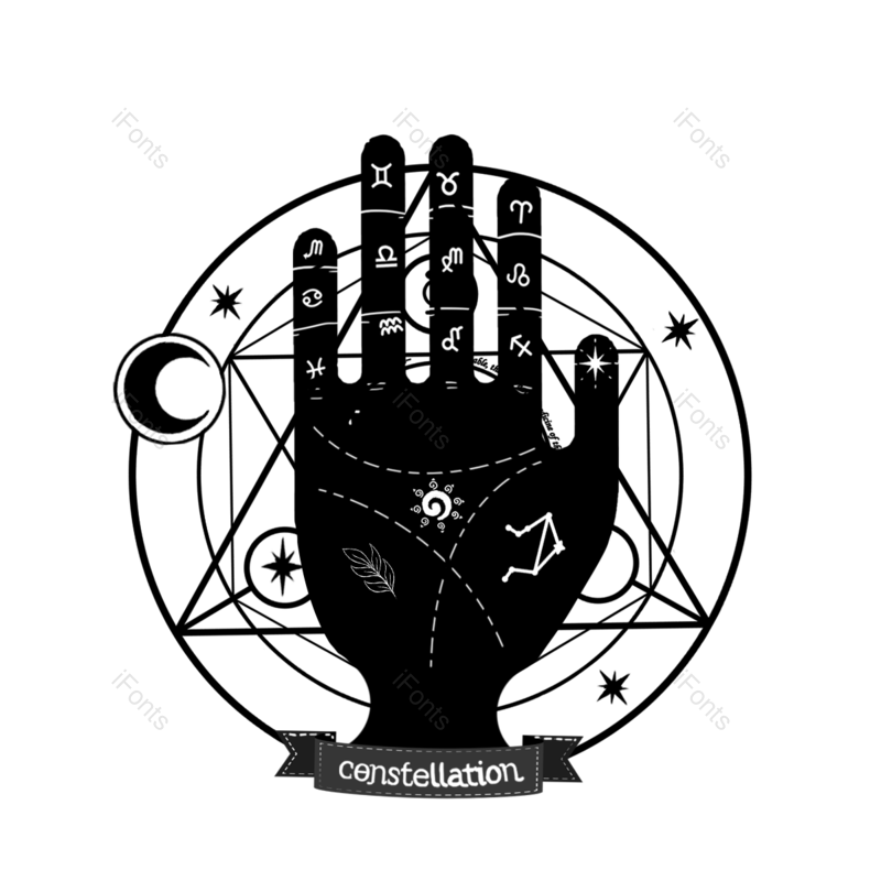 线条图片,十二星座元素,星星PNG,手绘免抠素材