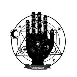 算命 掌心 手掌 手相 星星 线条 十二星座 手绘