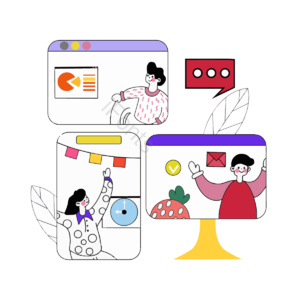 手机 上课 远程 在家 学习 读书 卡通 手绘