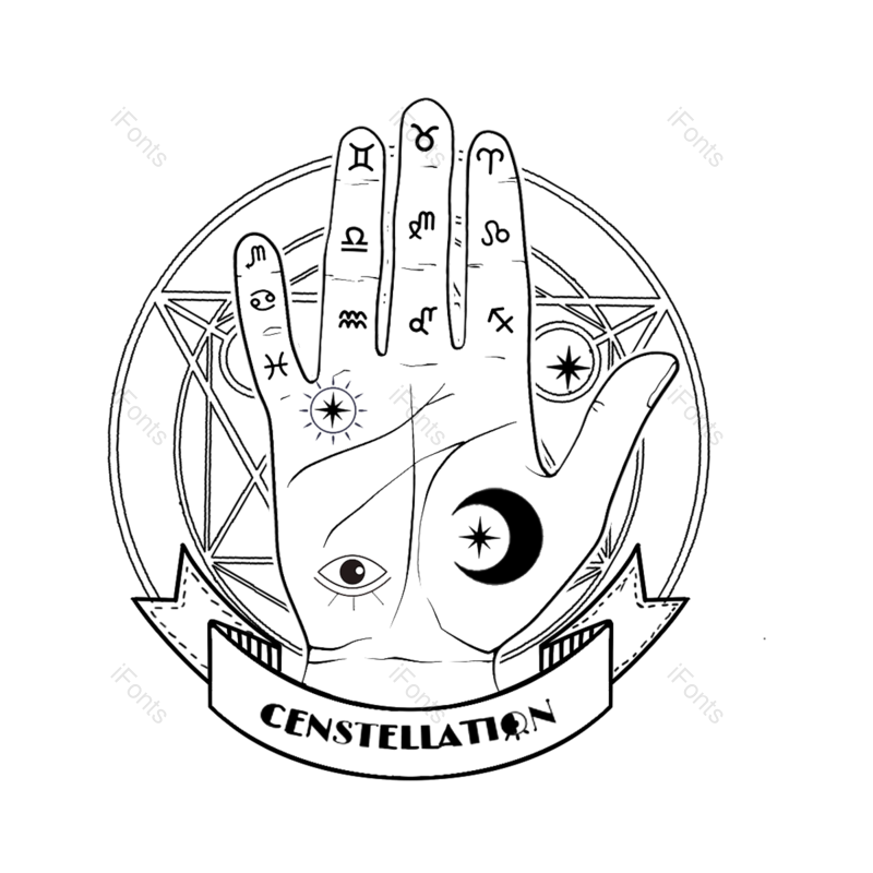 线条图片,十二星座元素,星星PNG,眼睛免抠素材