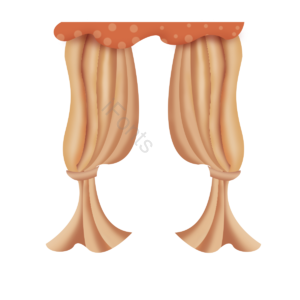 手绘 插画 窗帘 黄色窗帘 白色窗纱 欧式窗帘 元素
