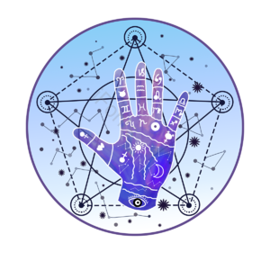 手绘 蓝紫色 手相 十二星座 梦幻 简约 星星 眼睛