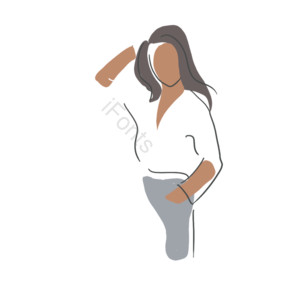 线描插画 女人 长发女孩 美丽 可爱 裙子 女生 姑娘