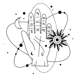 星空 太阳 月亮 手掌 线条 符号 手相 十二星座