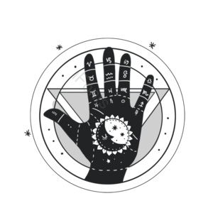 星座 手 卡通 手绘 黑色 太阳 月亮 三角形