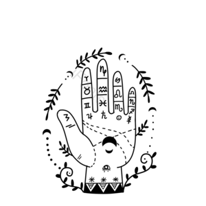 卡通 手绘 手 星座 植物 月亮 黑色 星星
