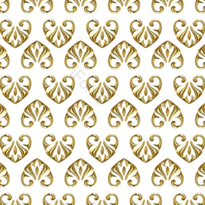 平铺 泰国 thai pattern 巴洛克 图案 金色 印花