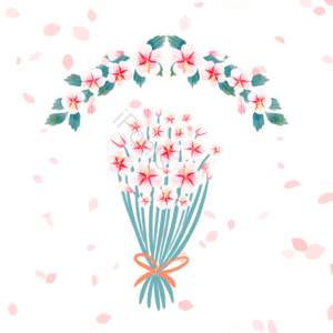 木槿花 花卉 花环 花束 手绘 清新 淡雅 叶子