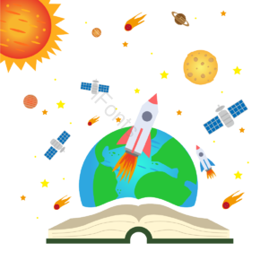 动画片 地球 火箭 书 教育教学 插画用图 星星 星球