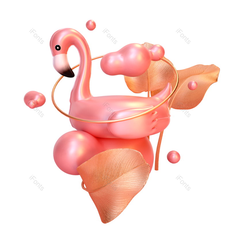 叶子图片,立体元素,金属质感PNG,3D免抠素材