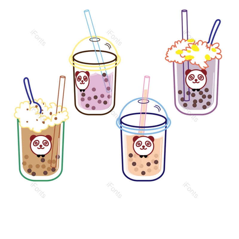 线条图片,珍珠奶茶元素,珍珠PNG,奶茶免抠素材