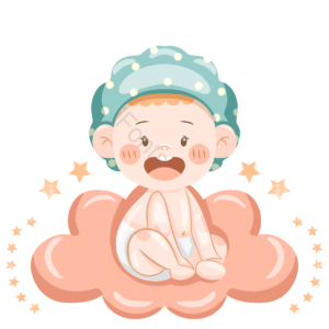 婴儿 帽子 纸尿裤 云朵 星星 手绘 简约 清新
