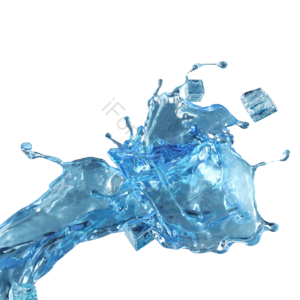 水 水花 冰块 液体 飞溅 立体 蓝色 3d