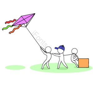 手绘风格 合作 团队 线性 放风筝