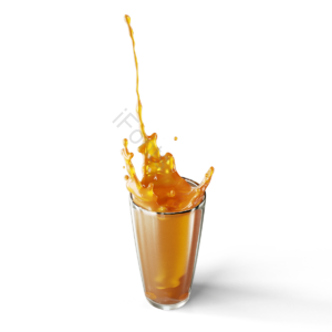 玻璃杯 橙汁 橙色 果汁 3d 立体 飞溅 饮品