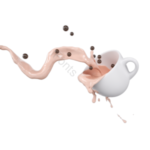 杯子 奶茶 珍珠奶茶 白色 棕色 流淌 飞溅 流体