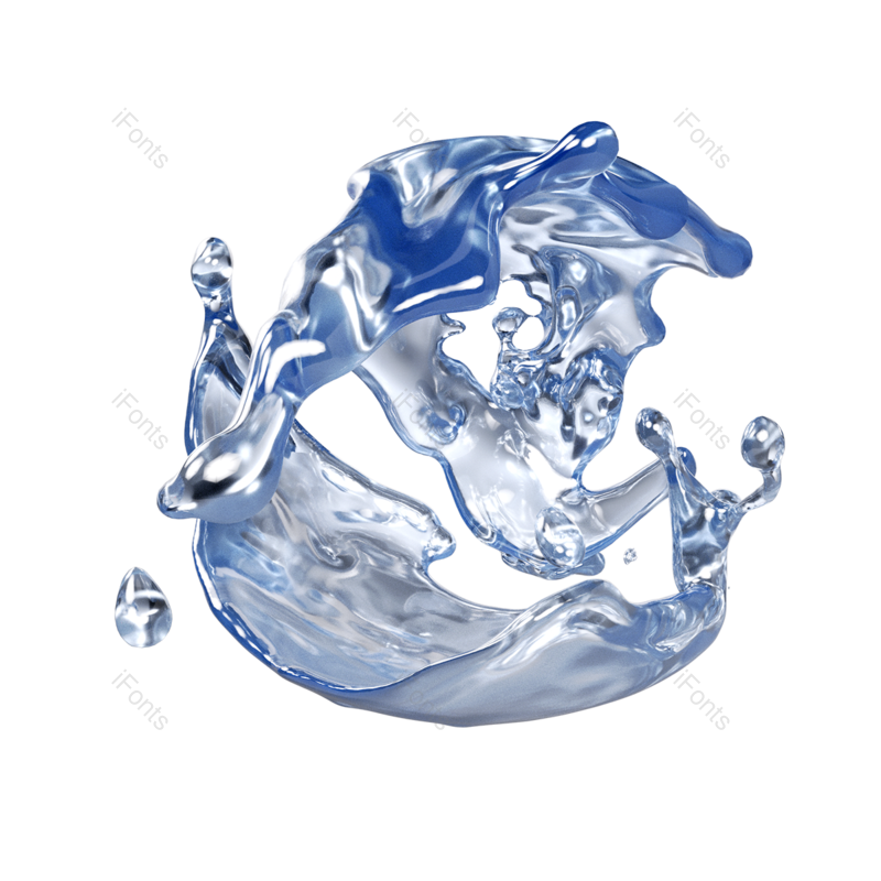 立体图片,飞溅元素,水花PNG,蓝色免抠素材