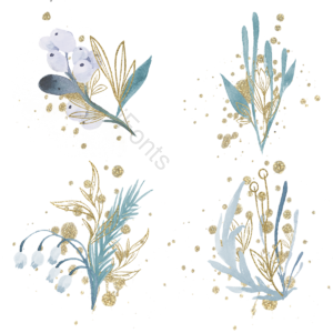 金色 奢华 树叶 叶子 植物 花卉 喷溅 绿色