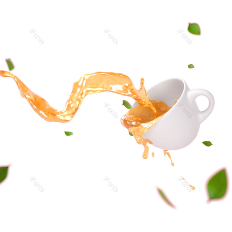 叶子图片,立体元素,液体PNG,橙色免抠素材