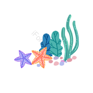 海底 海王星 植物 绿植 花 叶子 星星 水