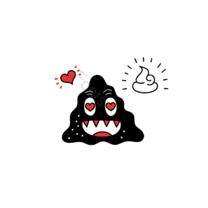 搞怪 手绘 神奇 黑色 粑粑 一坨 爱心 牙齿